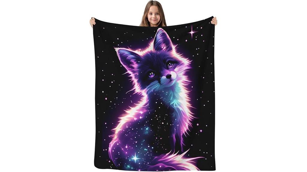 adorable galaxy themed fox blanket