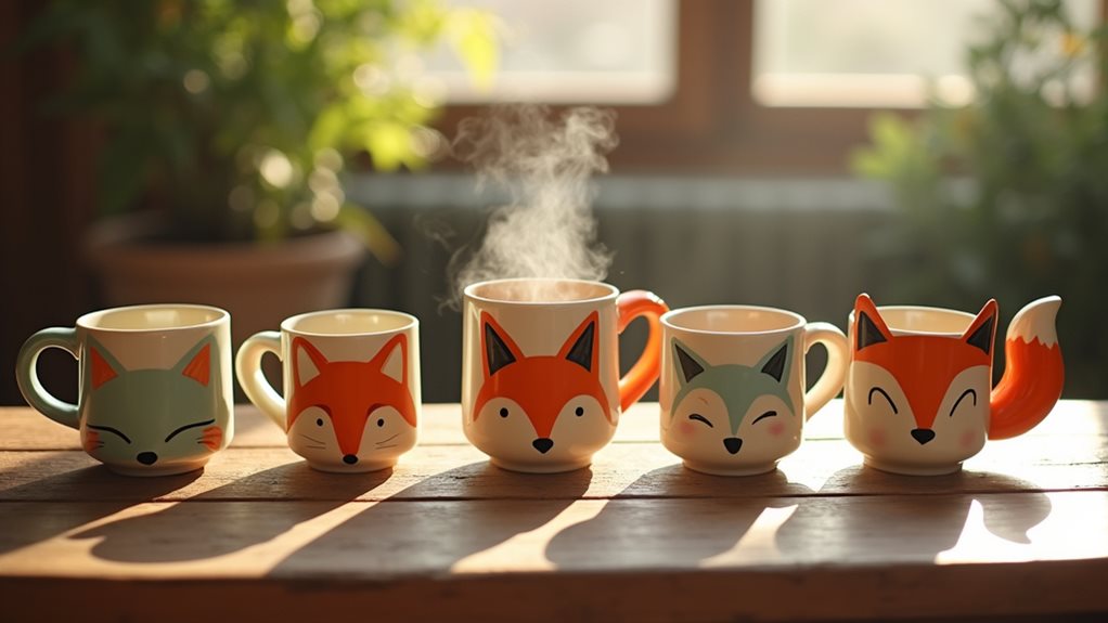 charming fox themed coffee mugs