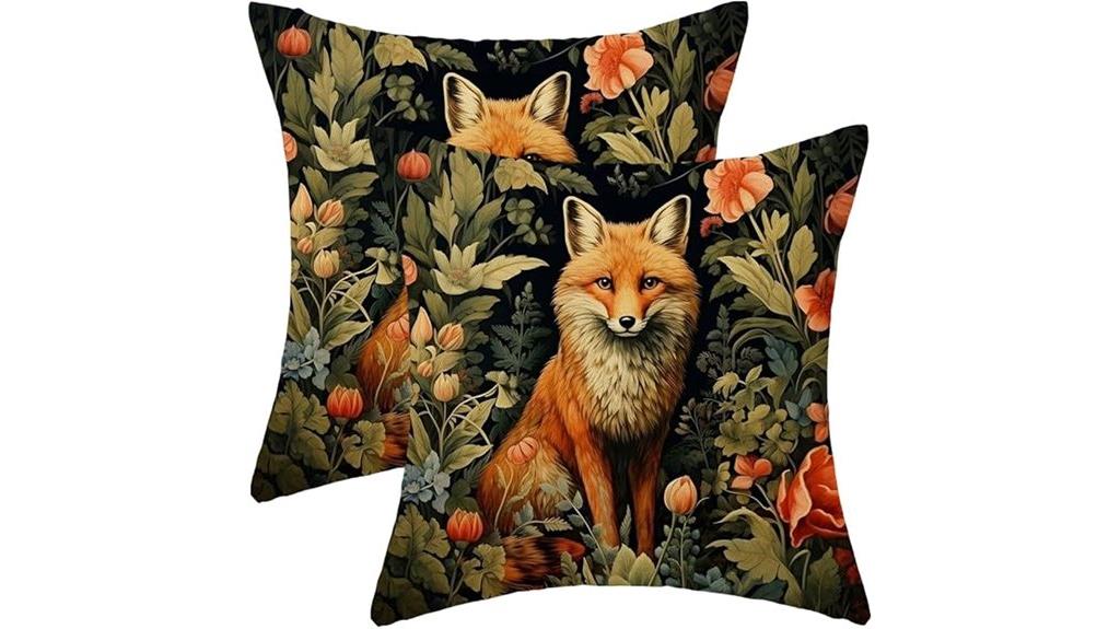 floral fox pillow covers