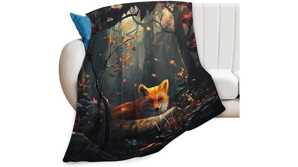 forest fox design blanket