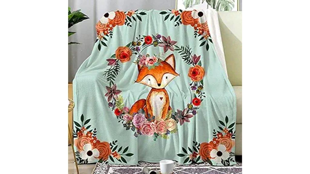 fox print soft blanket
