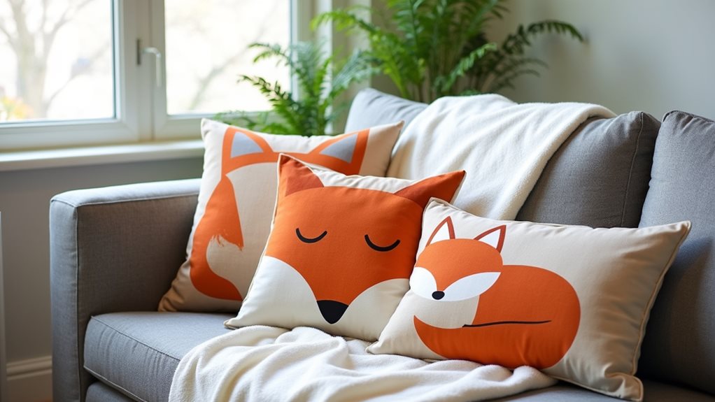 fox themed decorative pillows