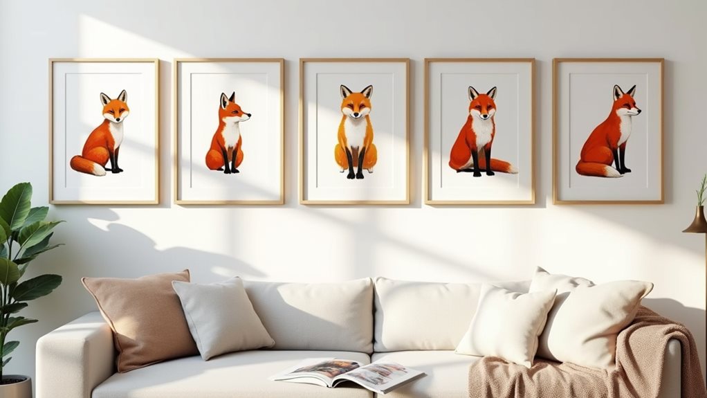 fox themed home d cor prints
