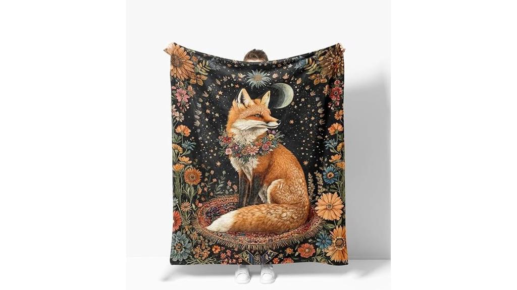 fox themed plush blanket