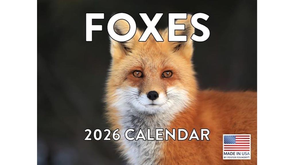 fox themed wall calendar
