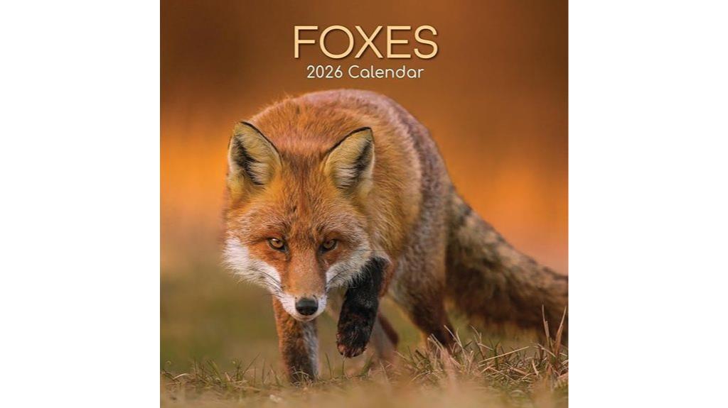foxes themed wall calendar 2026