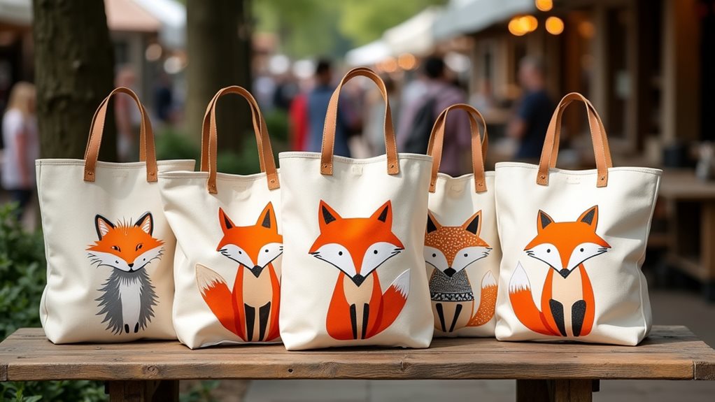 stylish fox tote bags